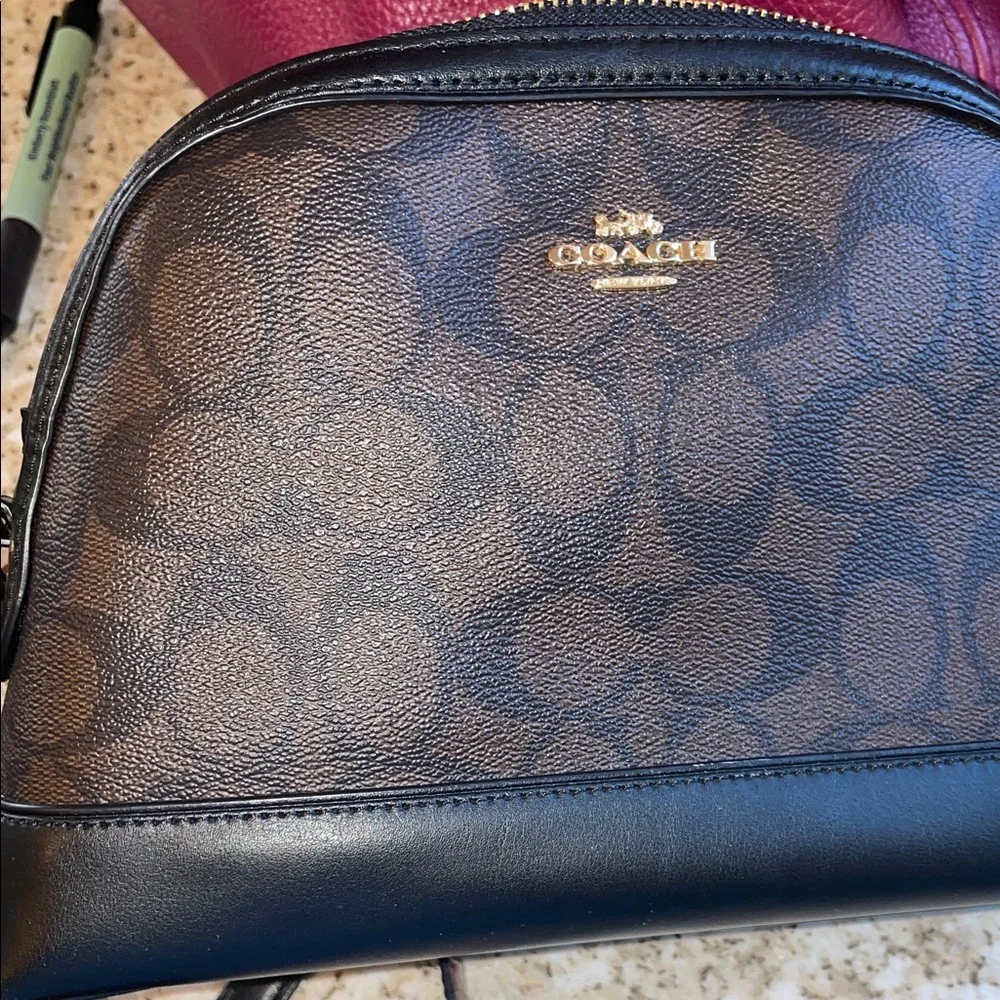 Coach Brown and Black Signature Dome Crossbody Handbag and Wallet - Picture 15 of 16